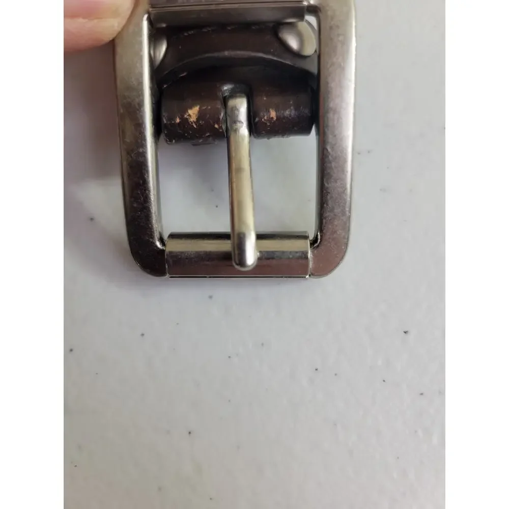 Grommet‎ Classic Casual Belt Brown Bonded Leather Lined Thin Women's Size Large